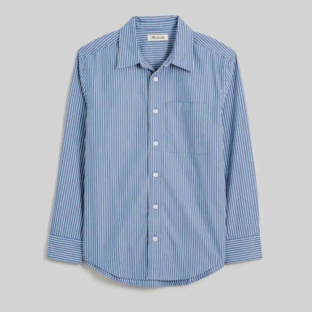Madewell Striped Poplin Easy Long-Sleeve Shirt - Size S (Fits M)